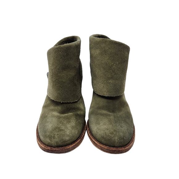 Alice + Olivia Caden Folded Collar Slouchy Oiled Suede Ankle Booties Size 36.5 - Picture 3 of 10